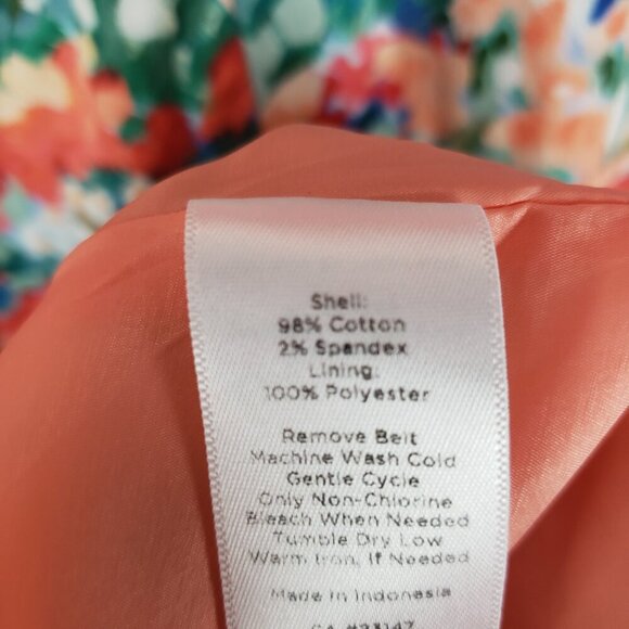 Talbots Fit & Flare Dress Orange Watercolor Sleeveless Retro Belted Size 16W - Picture 10 of 11
